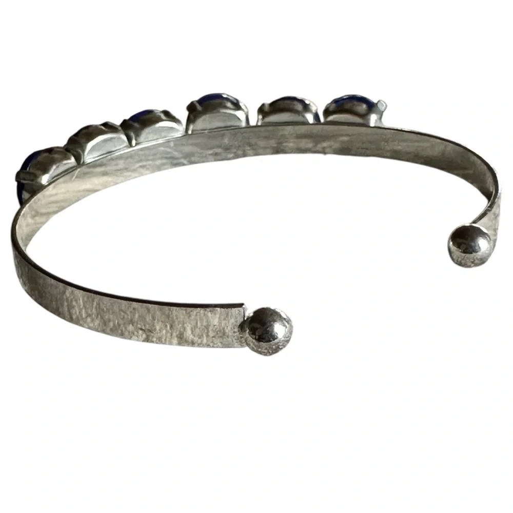 Silver Blue Evil Eye Adjustable Cuff Bracelet Bohemian Spiritual Ojo Protection